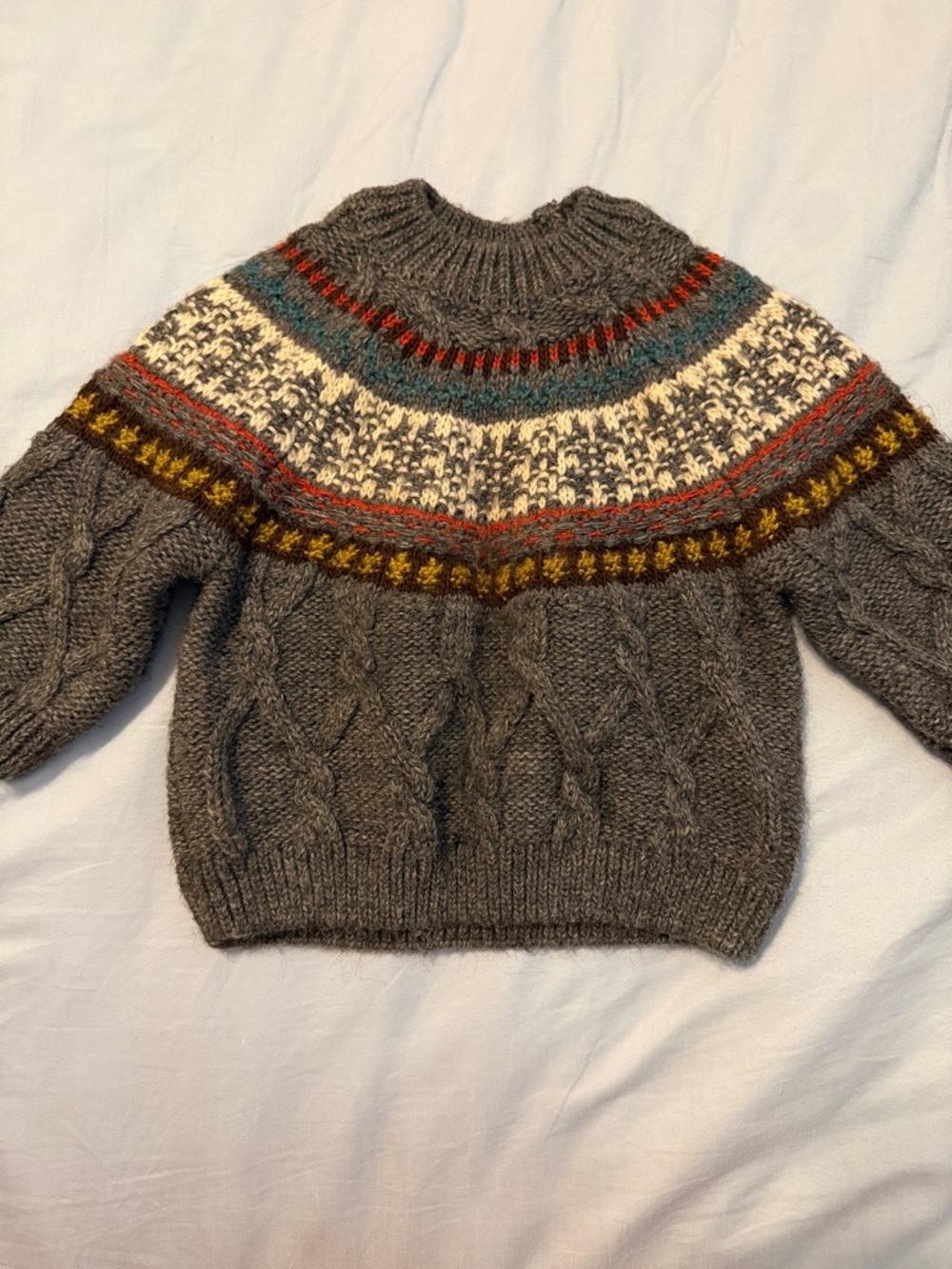 Zara Baby Fair Isle Sweater Kids 9/12M , Gray